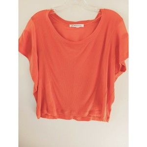 BCBGeneration Womens Size Small Orange Blouse Short Sleeve Crew Neckline